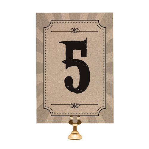Circus Ticket Table Numbers, Table Names, Recycled Kraft, Fun Fair, Carnival, Ticket Invitations, 5 Pack