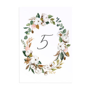 Magnolia Table Numbers, Table Names, Ivory Floral, Boho Wedding, Cotton Wedding, Autumn Wedding, 5 Pack
