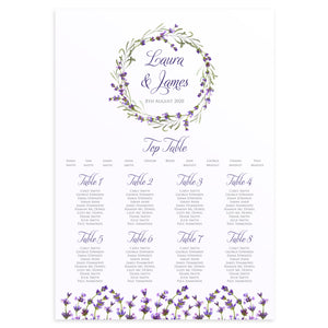 Lavender Table Plan, Seating Plan, Rustic Wedding, Rosemary, Herbs, Purple Wedding, Barn Wedding, Lilac Wedding, A2 Size