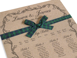 Scottish Thistle Table Plan, Seating Plan, Thistle Wreath, Scottish Wedding, Scottish Invitations, Highland Wedding, Tartan Wedding, A2 Size