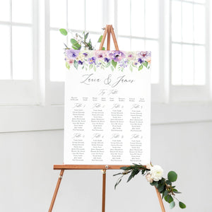 Lilac and Blush Table Plan, Seating Plan, Purple Wedding, Lilac Wedding, Blush, A2 Size