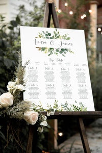 Botanical Garden Table Plan, Seating Plan, Greenery Wedding, Leaf Wedding, Botanical Wedding, Foliage, A2 Size