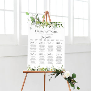 Greenery Table Plan, Seating Plan, Watercolour Foliage, Greenery, Eucalyptus Invites, Green Wreath, Botanical Wedding, A2 Size
