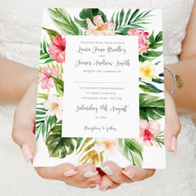 Tropical Floral Wedding Invitations, Floral Frame, Beach Wedding, Tropical Wedding, 10 Pack