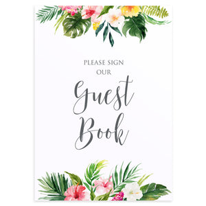 Tropical Floral Wedding Guest Book Sign, Please Sign Our Guest Book Sign, Beach Wedding, Tropical Wedding