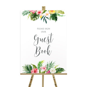 Tropical Floral Wedding Guest Book Sign, Please Sign Our Guest Book Sign, Beach Wedding, Tropical Wedding