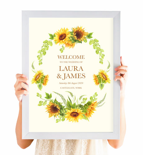 Rustic Sunflower Welcome Sign, Rustic Wedding, Country Wedding, Sunflowers