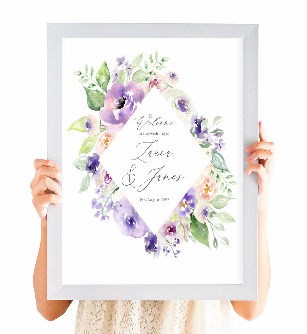 Lilac and Blush Welcome Sign, Welcome Sign, Purple Wedding, Lilac Wedding, Blush