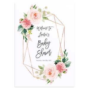 Blush Rose Baby Shower Welcome Poster, Blush Baby Shower, Blush Flowers, Blush Ivory