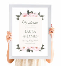 Vintage Peony Welcome Sign, Peony Wedding, Pink Flowers, Blush Peonies, Botanical, Modern Wedding