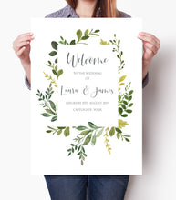 Botanical Garden Welcome Sign, Welcome Sign, Greenery Wedding, Leaf Wedding, Botanical Wedding