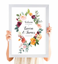 Paprika Welcome Sign, Orange Floral Wedding Invitation, Autumn Wedding, Fall Wedding